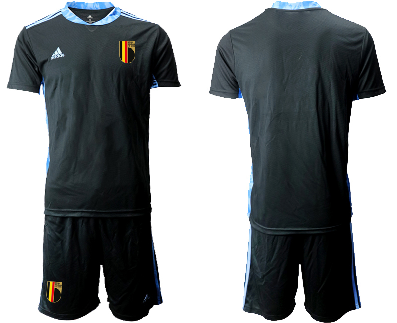 Men 2021 European Cup Belgium black goalkeeper Soccer Jersey